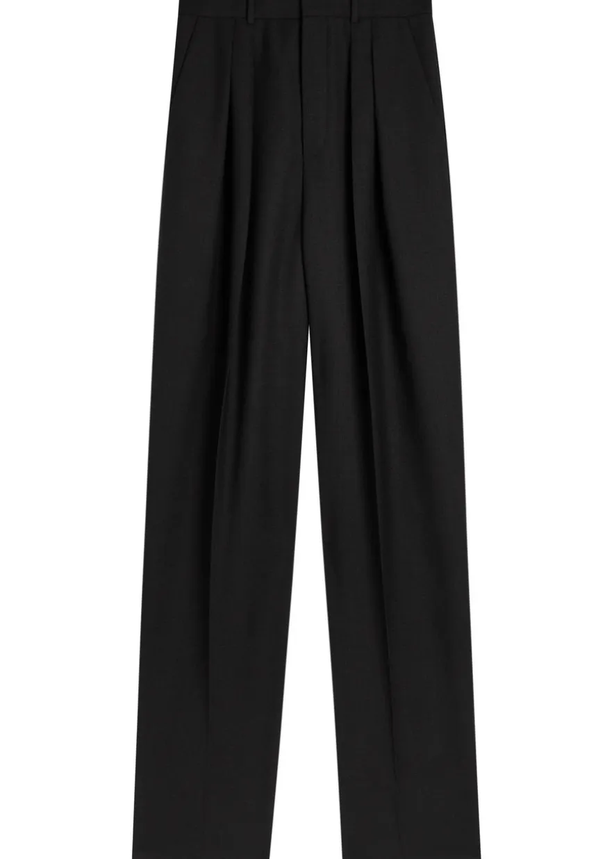 Wide-leg wool trousers