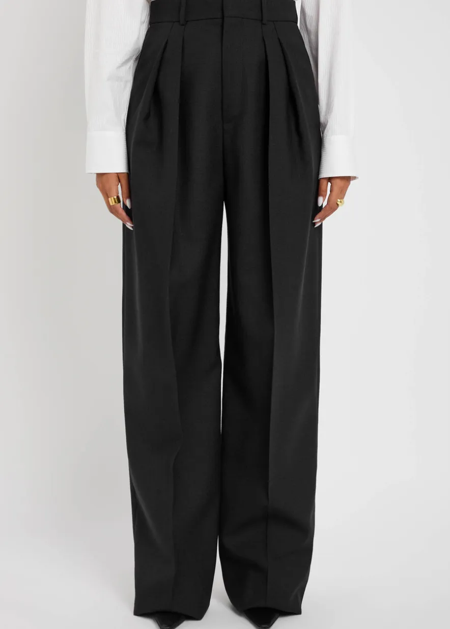 Wide-leg wool trousers