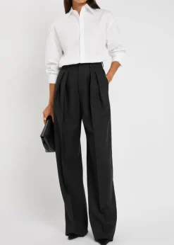 Wide-leg wool trousers