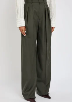 Wide-leg wool trousers