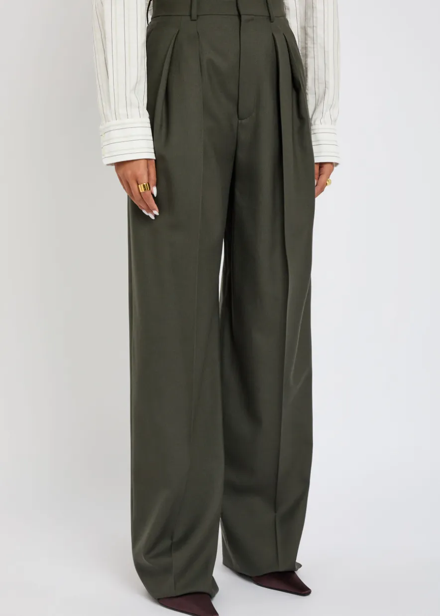 Wide-leg wool trousers