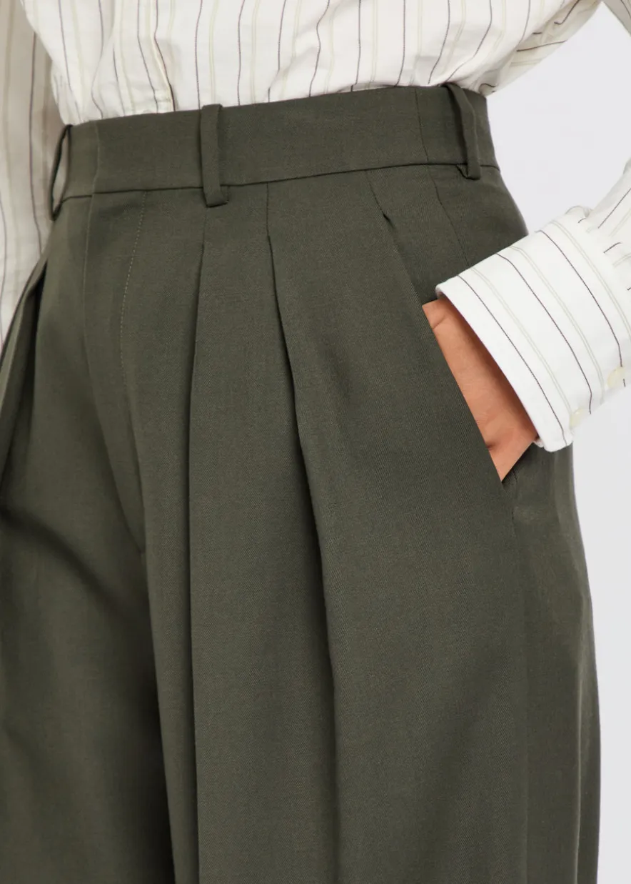 Wide-leg wool trousers