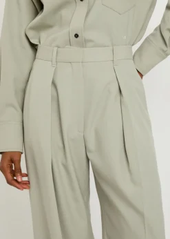 Wide-leg woven trousers