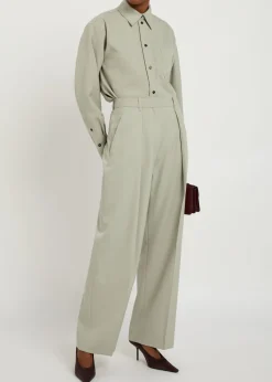 Wide-leg woven trousers