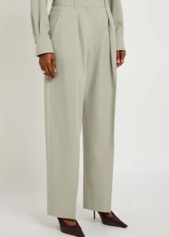 Wide-leg woven trousers