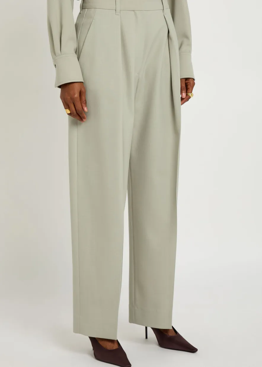Wide-leg woven trousers