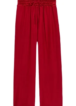 Wide-leg woven trousers