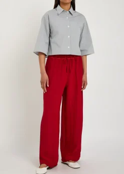 Wide-leg woven trousers