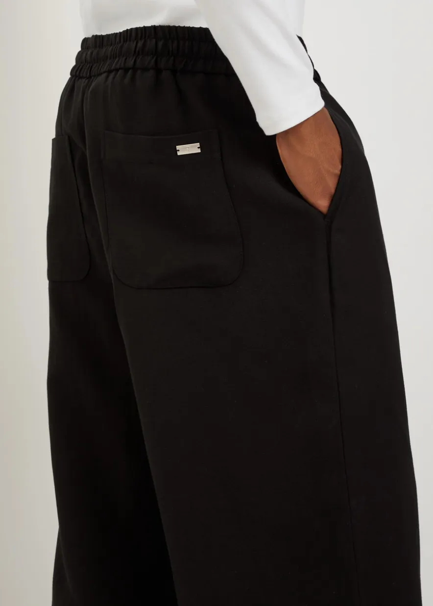 Wide-leg woven trousers