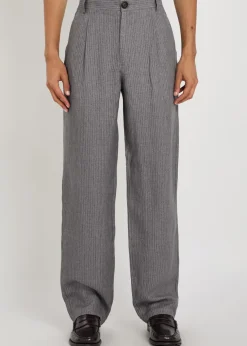 Wilkins striped straight-leg linen trousers