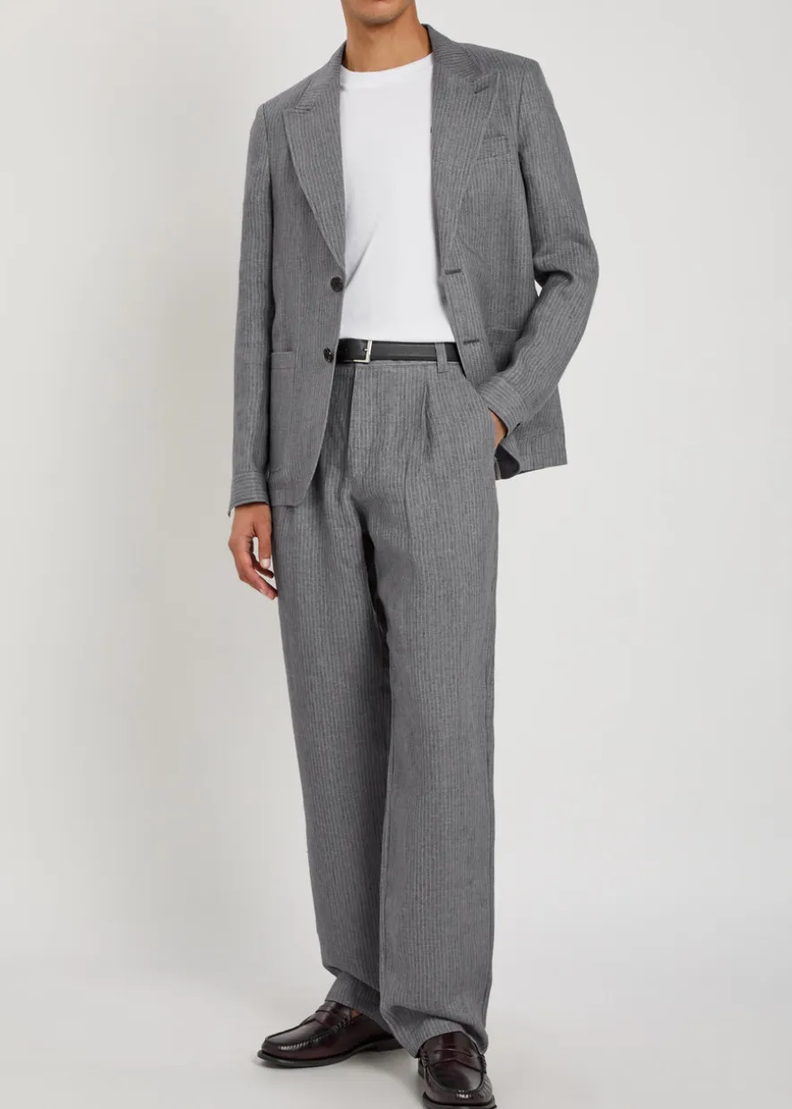 Wilkins striped straight-leg linen trousers