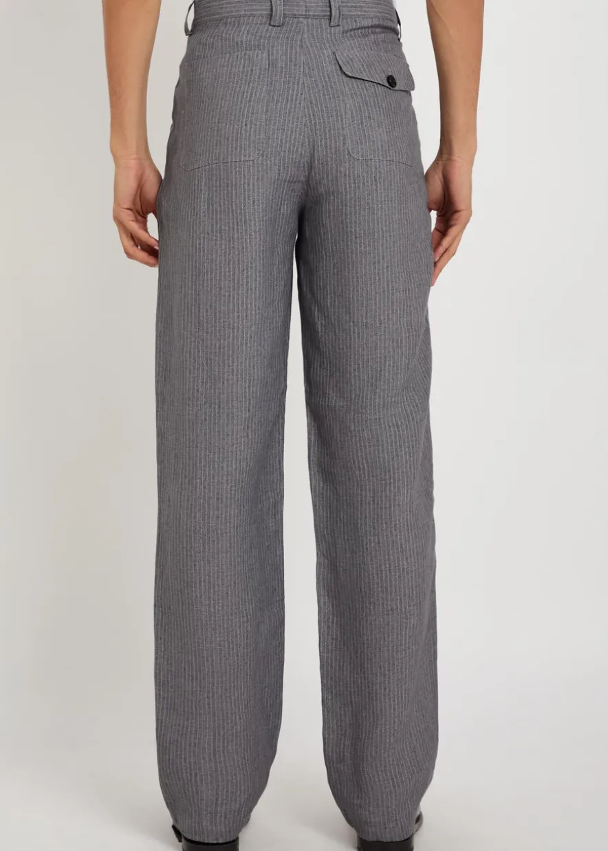 Wilkins striped straight-leg linen trousers