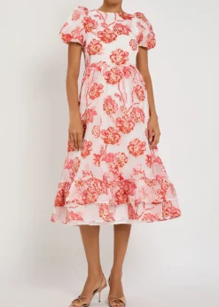 Willa floral-jacquard organza midi dress