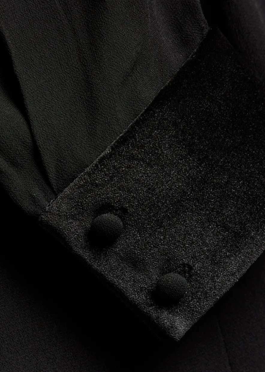 Willa velvet-trim semi-sheer chiffon shirt