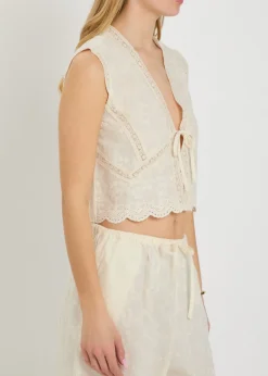 Willow embroidered cropped cotton top