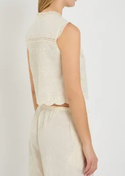 Willow embroidered cropped cotton top