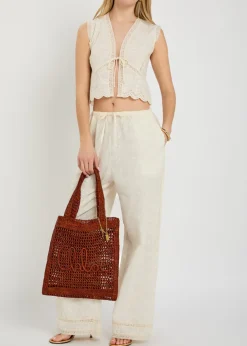 Willow embroidered cropped cotton top