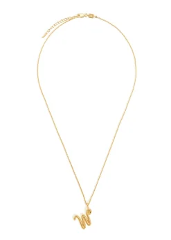W initial 18kt gold-plated necklace