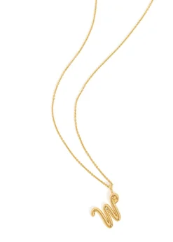 W initial 18kt gold-plated necklace