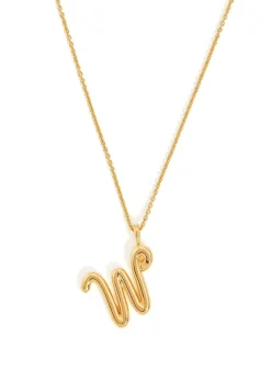 W initial 18kt gold-plated necklace