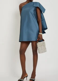Winnette bow-appliquéd taffeta mini dress