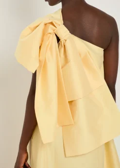 Winnette bow-appliquéd taffeta gown