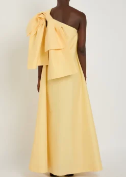 Winnette bow-appliquéd taffeta gown