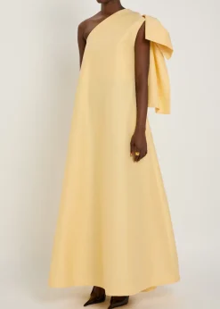 Winnette bow-appliquéd taffeta gown
