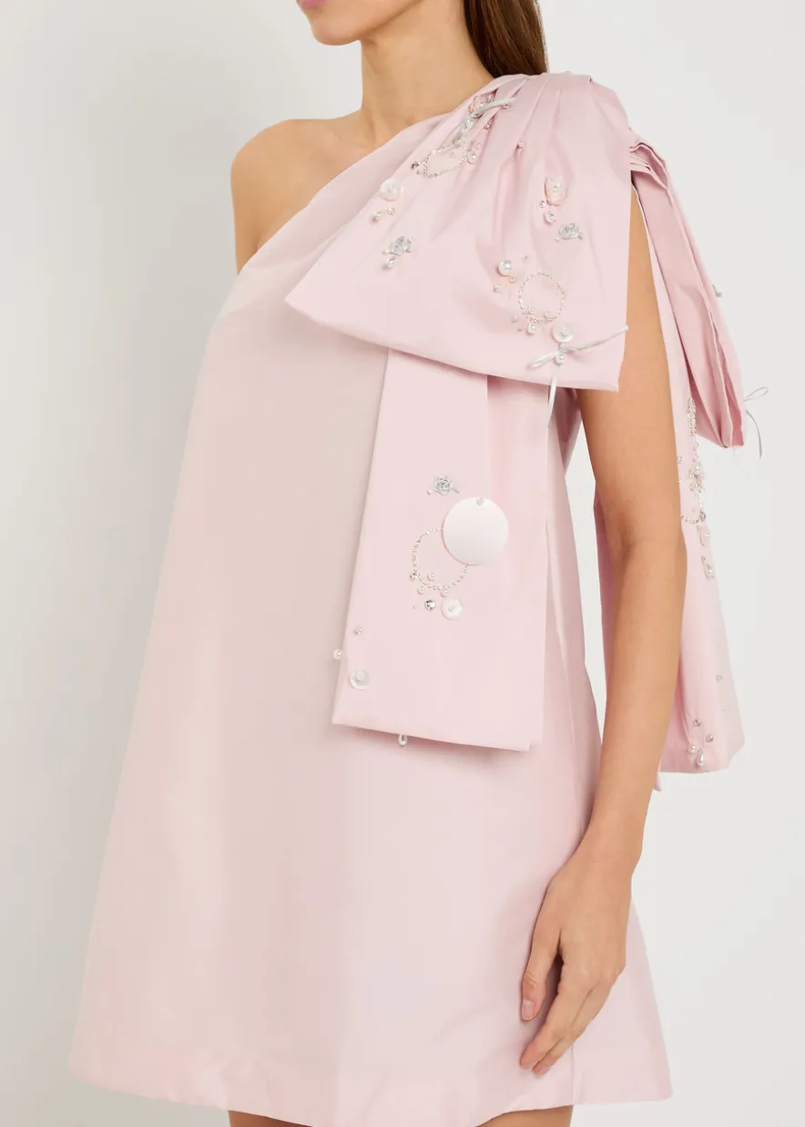 Winnie bow-embellished taffeta mini dress