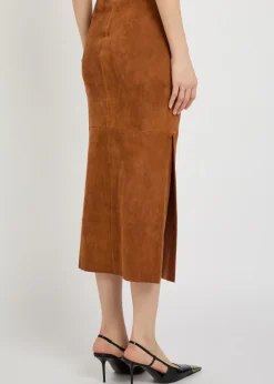 Winona split-hem suede midi skirt