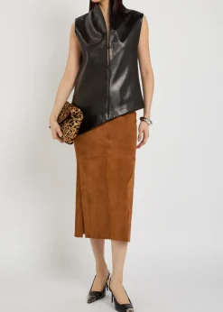 Winona split-hem suede midi skirt