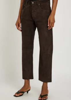 Winslow straight-leg suede trousers