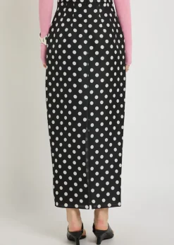 Winton polka-dot silk midi skirt