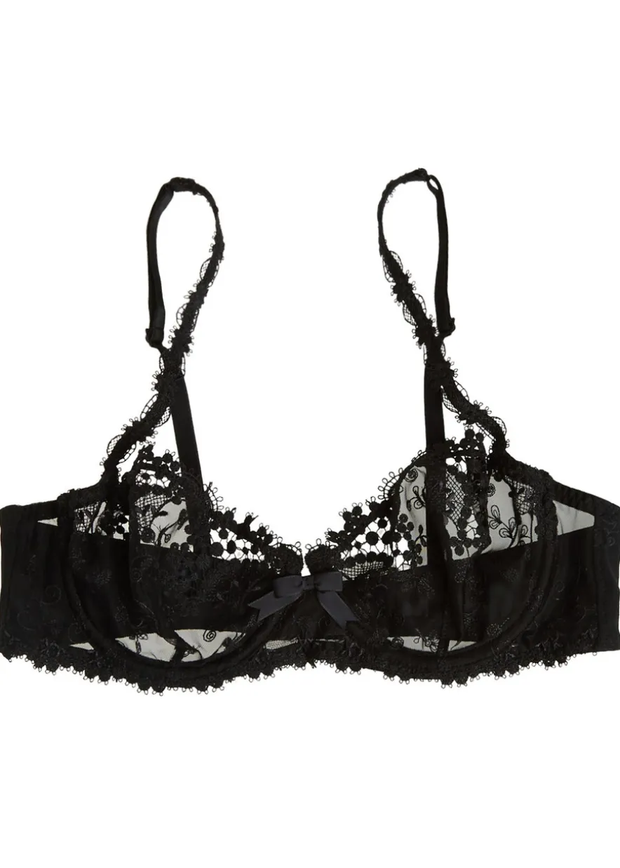 Wish black lace half-cup bra