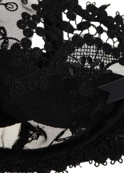 Wish black lace half-cup bra
