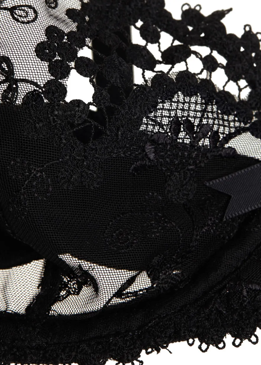 Wish black lace half-cup bra