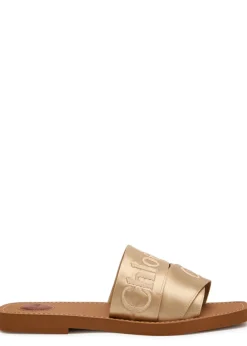 Woody logo-embroidered satin sliders