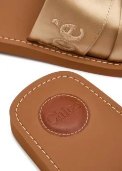 Woody logo-embroidered satin sliders