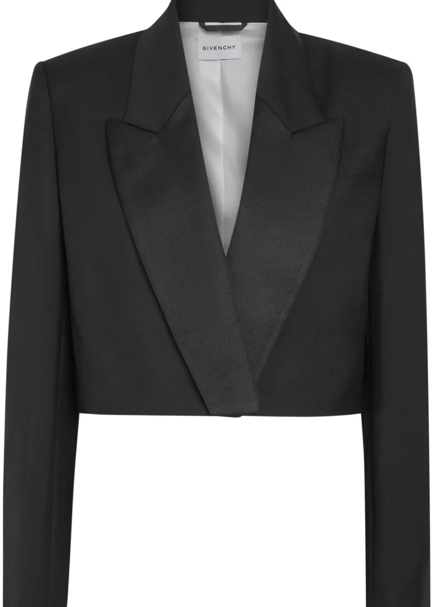 Wool and mohair-blend cropped blazer
