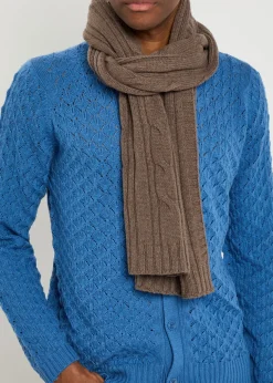 Wooton cable-knit cashmere and wool-blend scarf
