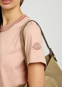 Woven crew-neck cotton T-shirt