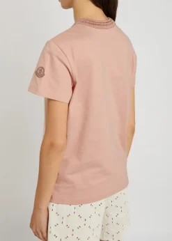 Woven crew-neck cotton T-shirt
