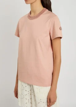 Woven crew-neck cotton T-shirt
