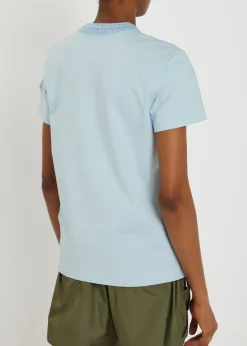 Woven crew-neck cotton T-shirt