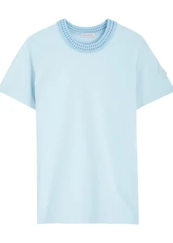 Woven crew-neck cotton T-shirt