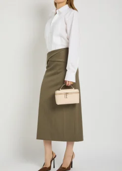 Wrap-detail wool-blend midi skirt