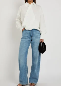 Wrap-effect cotton-poplin shirt