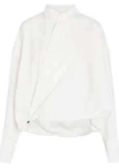 Wrap-effect cotton-poplin shirt