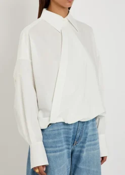 Wrap-effect cotton-poplin shirt