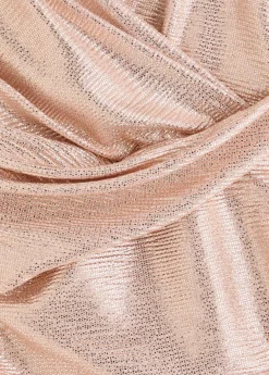 Wrap-effect lamé gown
